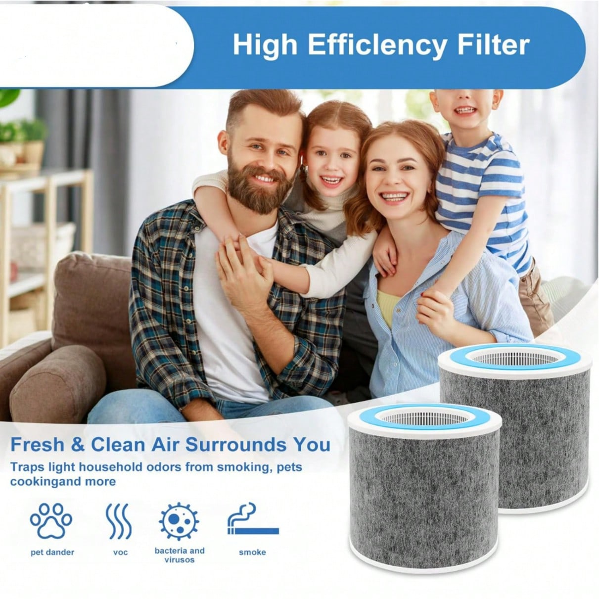 HP100 HP102 HP152 True HEPA Replacement Filter Compatible - View 3
