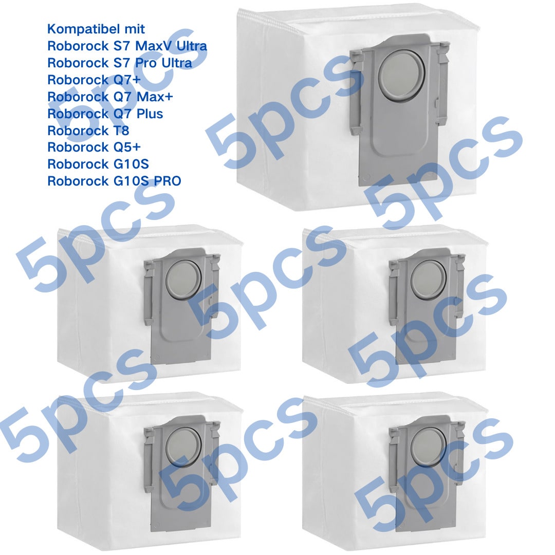 5/Pack or 10/Pack Dust Collection Bags for Roborock S8+, S8 Pro Ultra, Q7 Max+/Max, Q5 Max+, Q8 Max+, S7 Pro Ultra, Q5, Q5+, Q7, S7 MaxV Ultra Robot Vacuums, 3L Large Capacity Disposable Dust Bags - cleaningmarkets