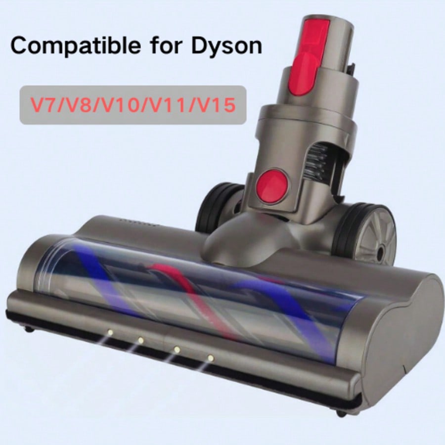 Direct-drive electric brush head for V7, V8, V10, V11, and V15 vacuum cleaners, with 4 front LED lights, suitable for hard floors and low-pile carpets. - cleaningmarkets