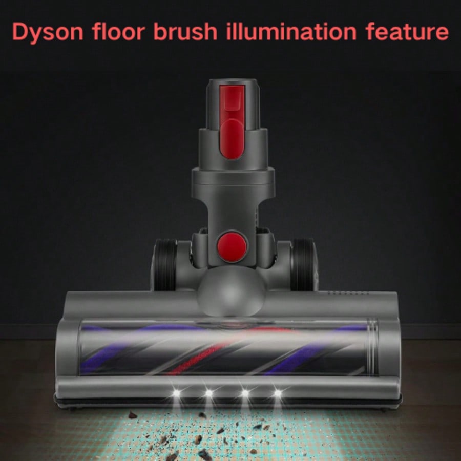 Direct-drive electric brush head for V7, V8, V10, V11, and V15 vacuum cleaners, with 4 front LED lights, suitable for hard floors and low-pile carpets. - cleaningmarkets