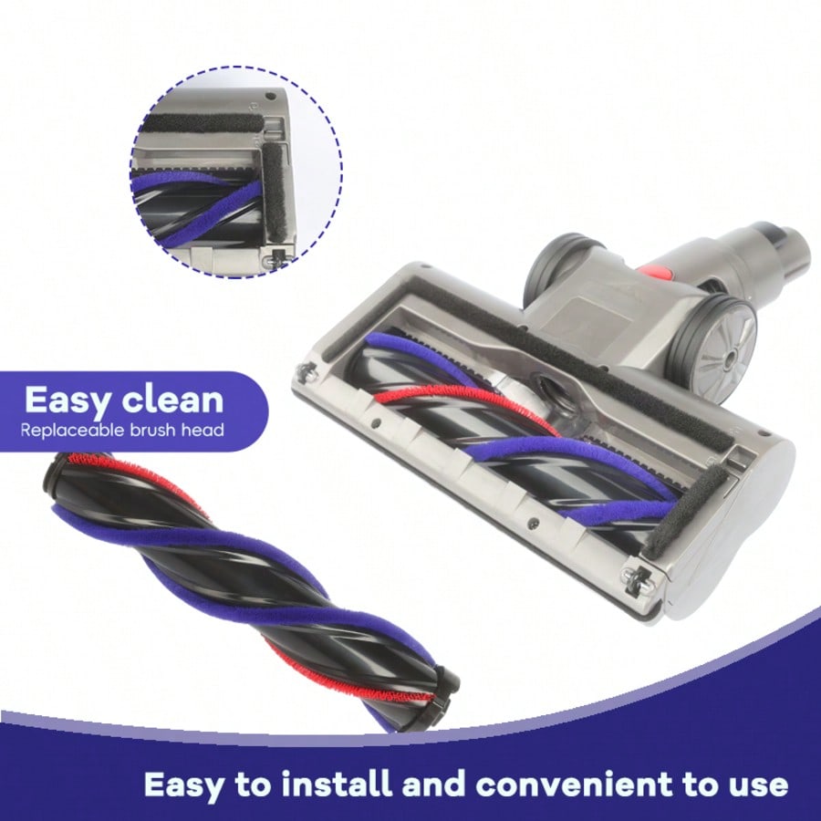 Direct-drive electric brush head for V7, V8, V10, V11, and V15 vacuum cleaners, with 4 front LED lights, suitable for hard floors and low-pile carpets. - cleaningmarkets